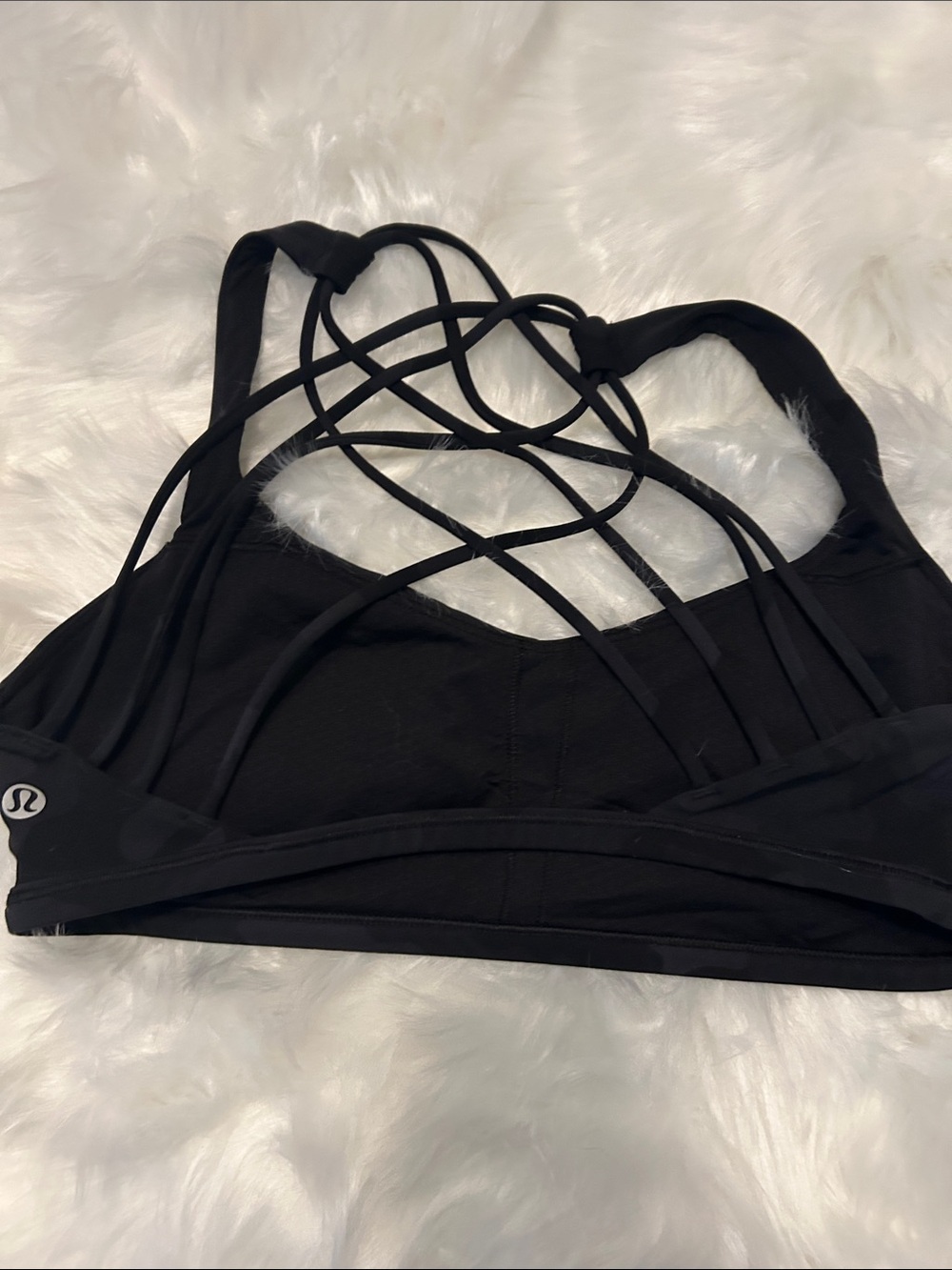 Black Camo Lululemon Sports Bra Strappy Size 8 - Picture 3 of 3